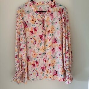 Floral BOHO sheer blouse